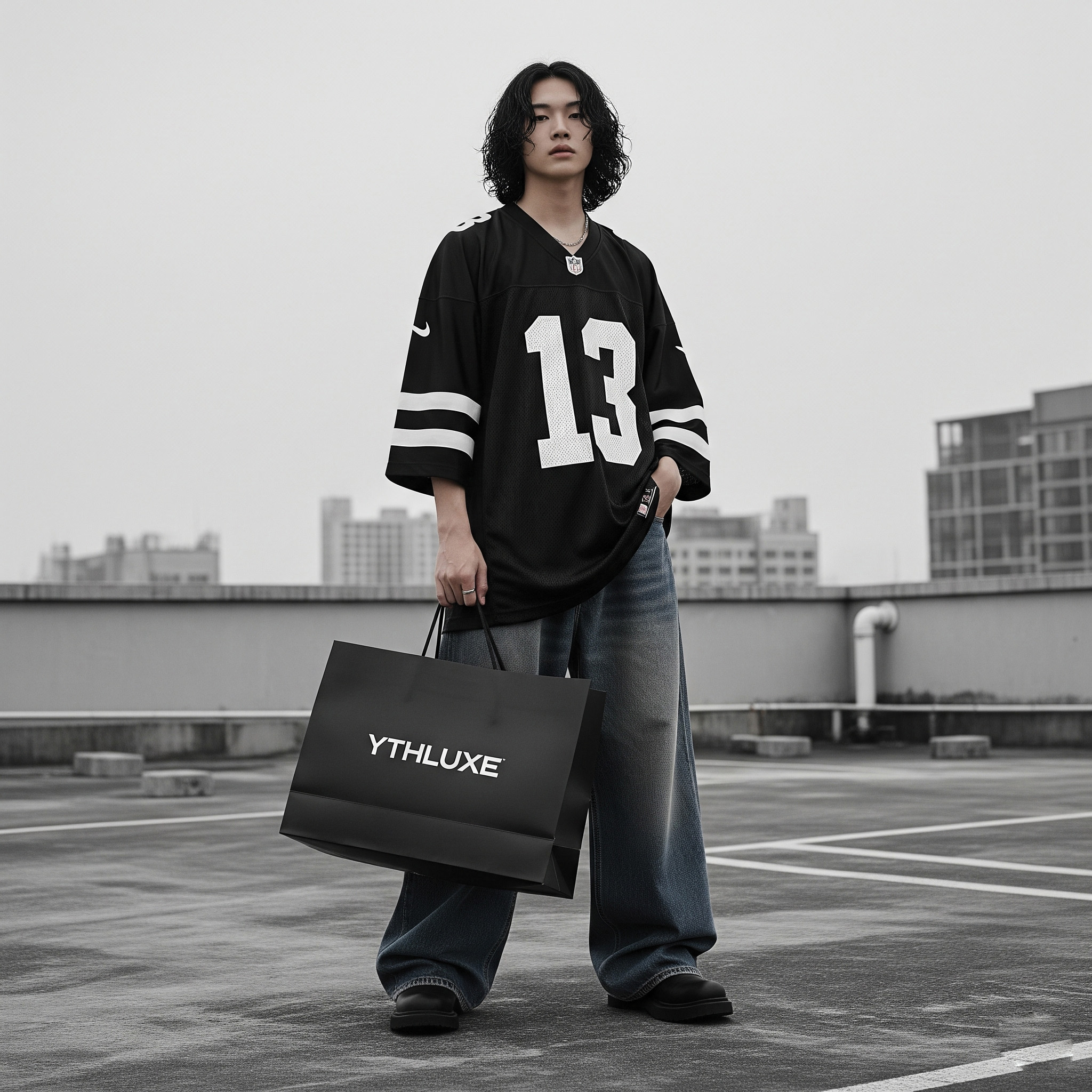 Oversized Varsity Mesh Jersey – Black Edition